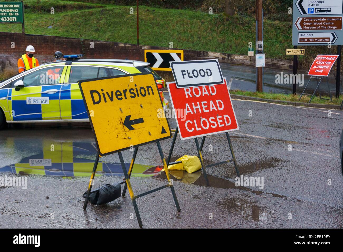 Flooded road Ironbridge 2021 Stock Photo Alamy