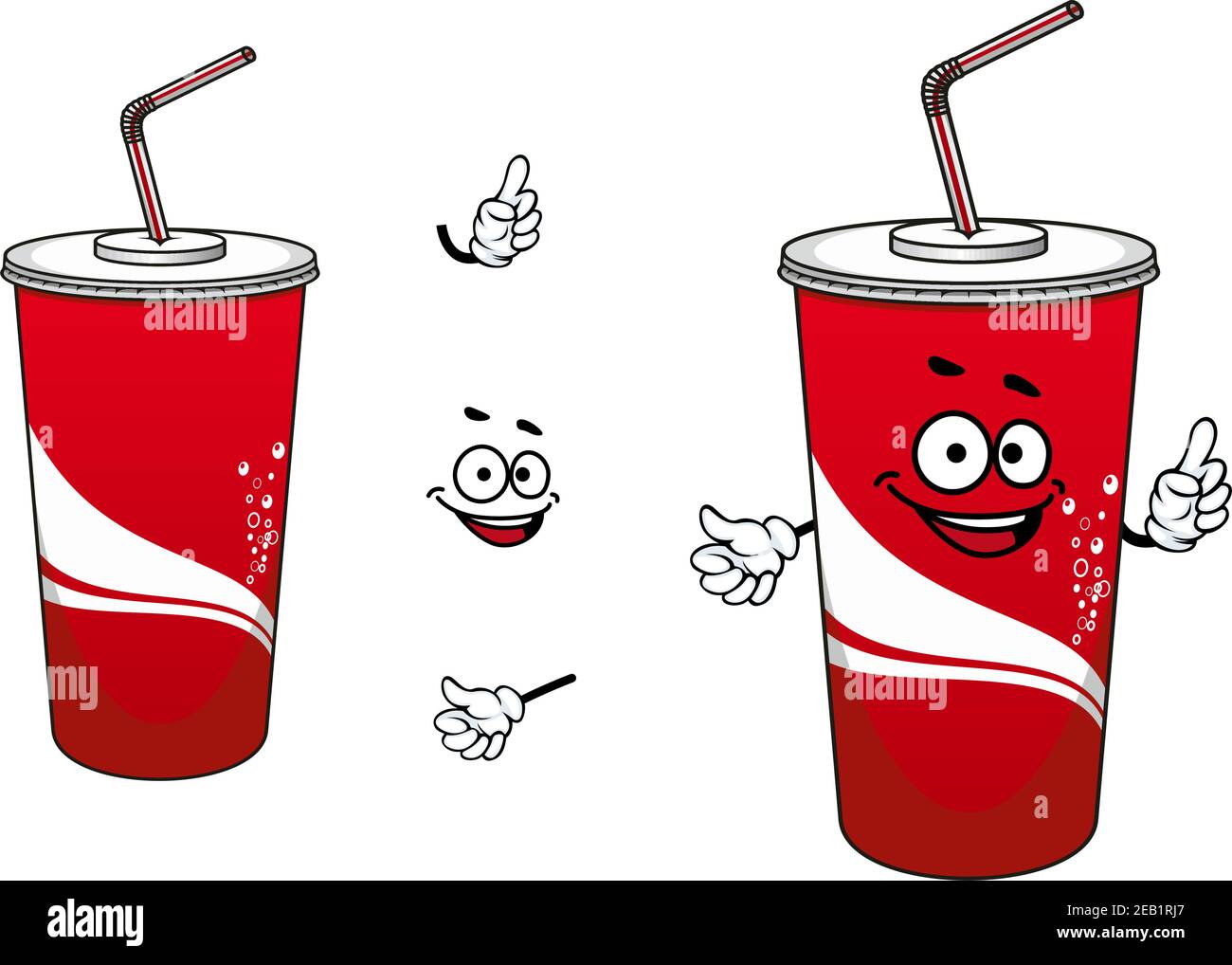 Funny cola or soda cartoon character depicting red paper cup with lid and  straw decorated white waves and bubbles for take away or fast food design  Stock Vector Image & Art -