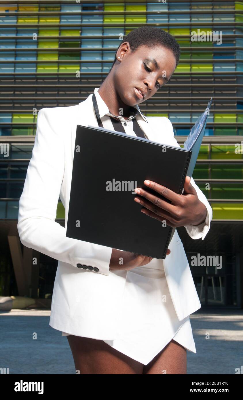 young black executive in the financial zone of a city Stock Photo