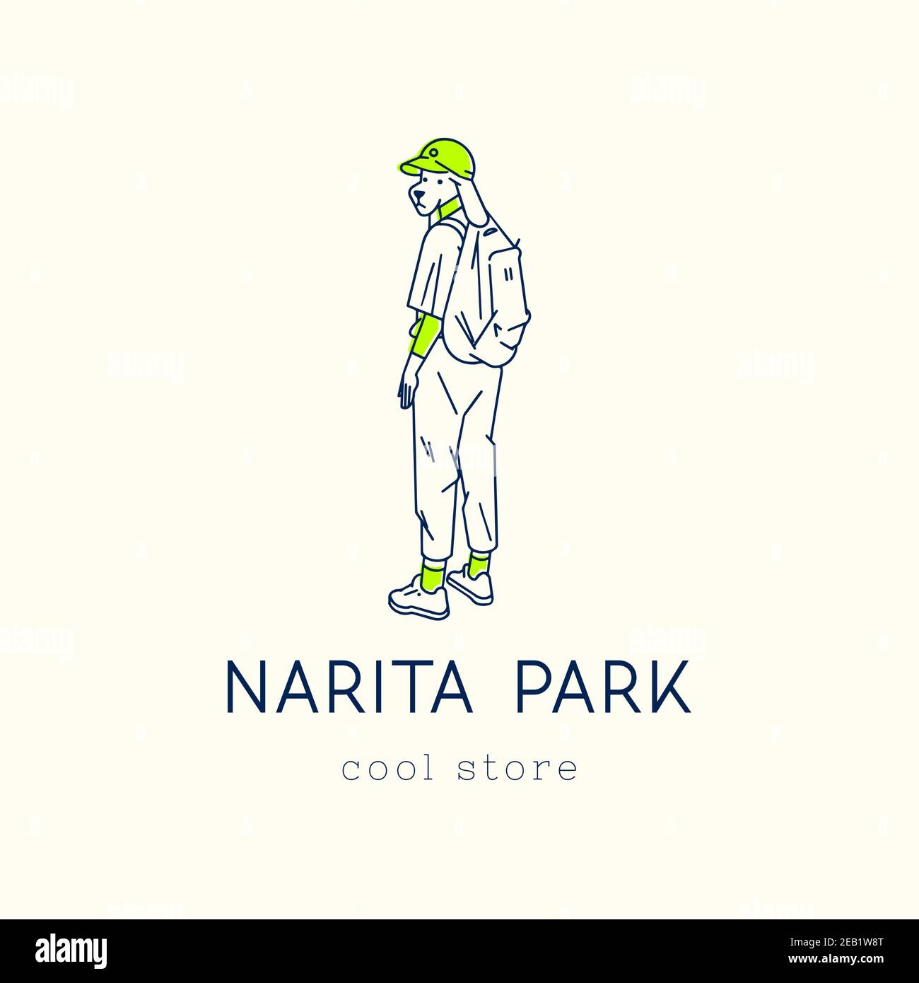 Alternative Clothing Brand Logo Featuring A H and Drawn Character Stock