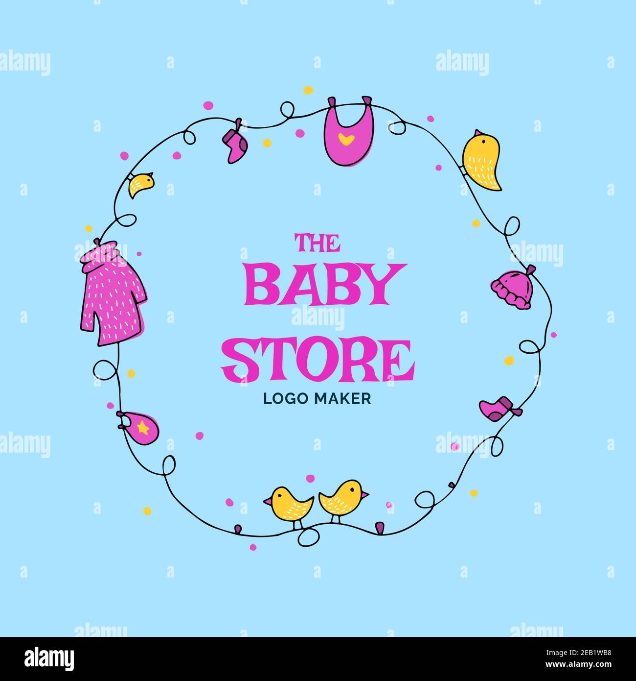 Baby Apparel Logo Design With Bird Icons Stock Photo Alamy