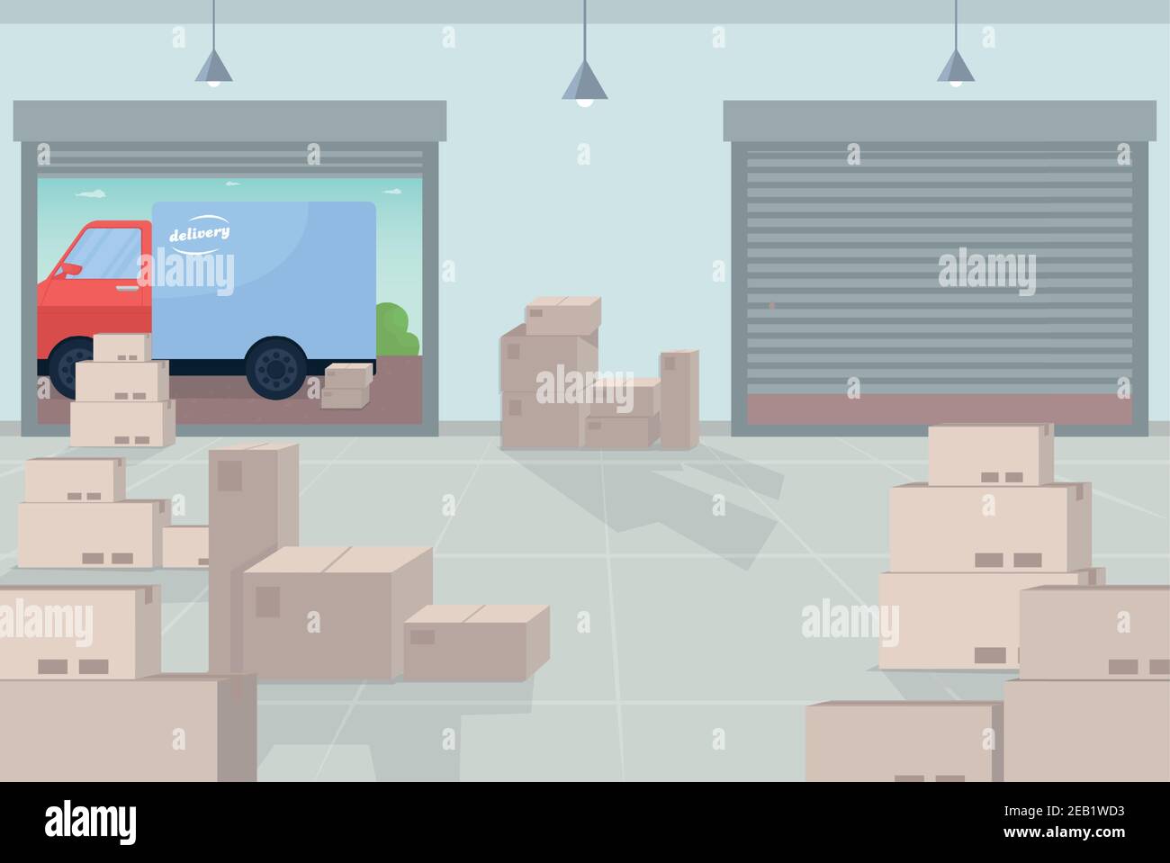 Logistic warehouse flat color vector illustration Stock Vector Image ...