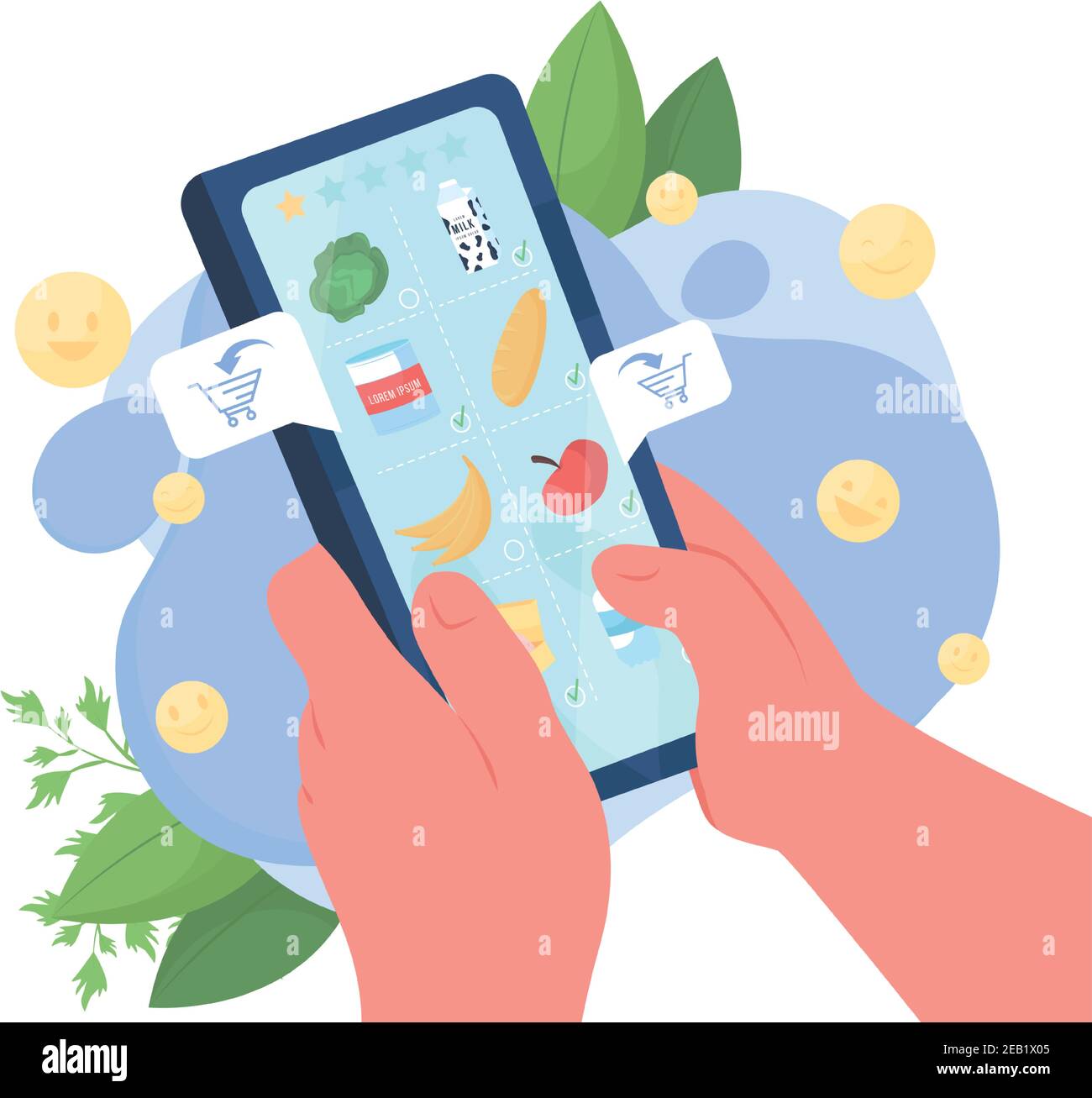 Food delivery application flat concept vector illustration Stock Vector ...