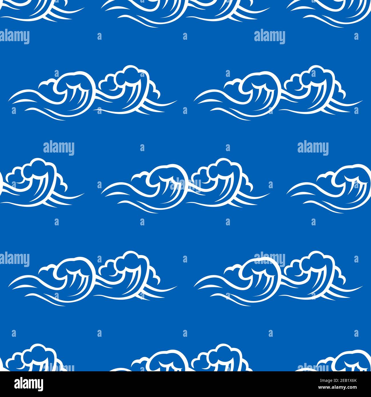 Stormy sea seamless pattern with white wave and surf on blue background ...