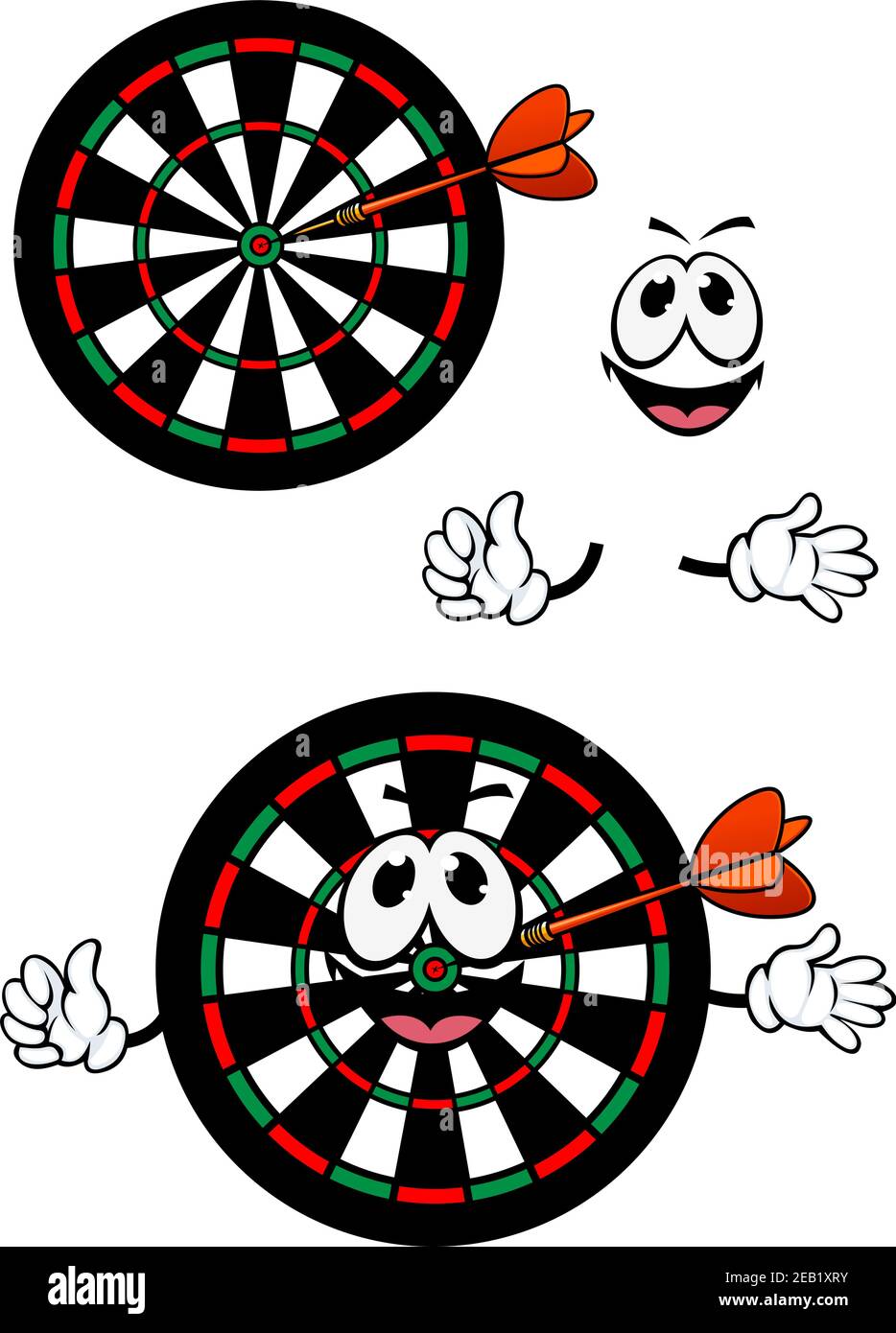 Cartoon smiling darts target character with colorful concentric numbered  segments and dart arrow in the center for sports or leisure design Stock  Vector Image & Art - Alamy