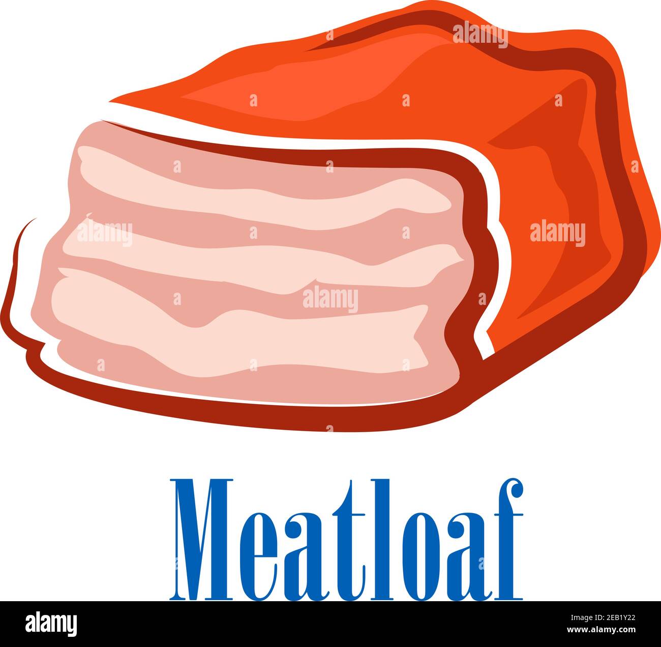 Beef Meatloaf In Cartoon Style Isolated On White Background With Blue Caption Meatloaf For Recipe Book Or Menu Design Stock Vector Image Art Alamy