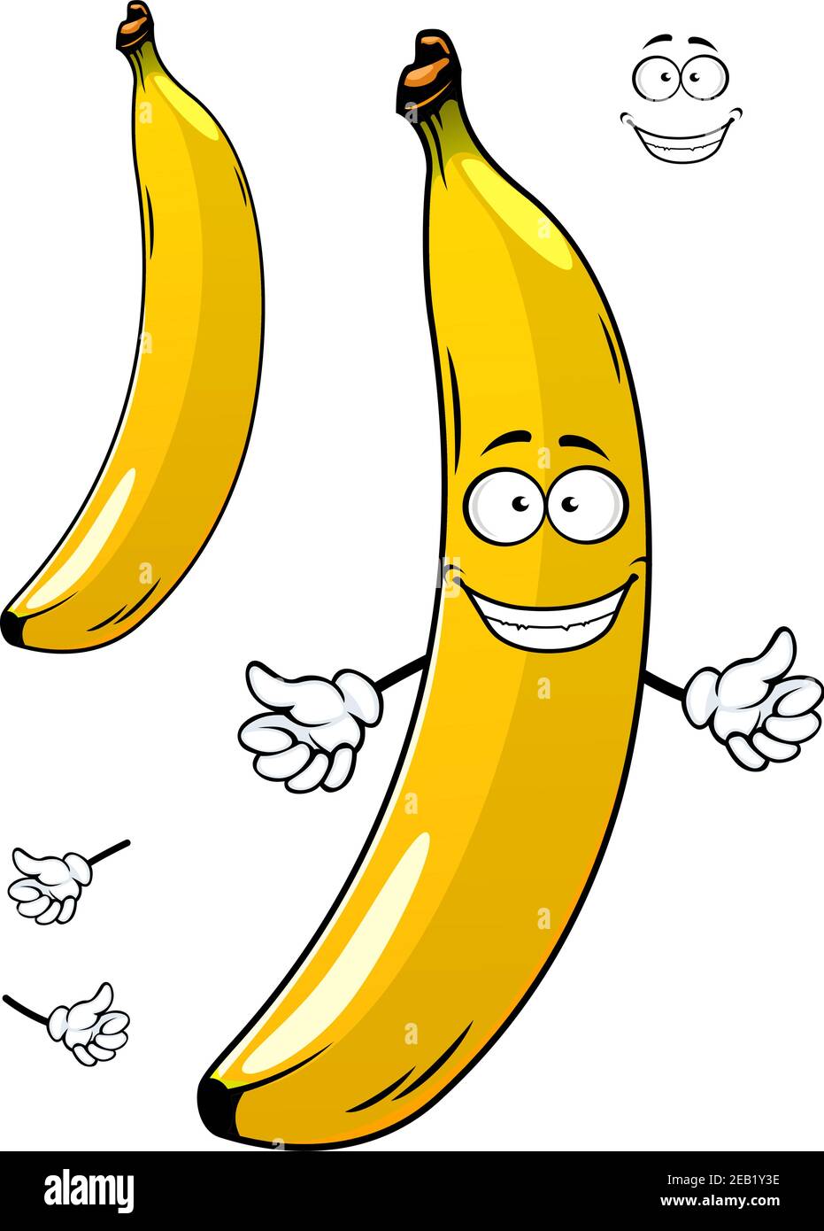 Sunny yellow banana fruit cartoon character with funny smiling face ...