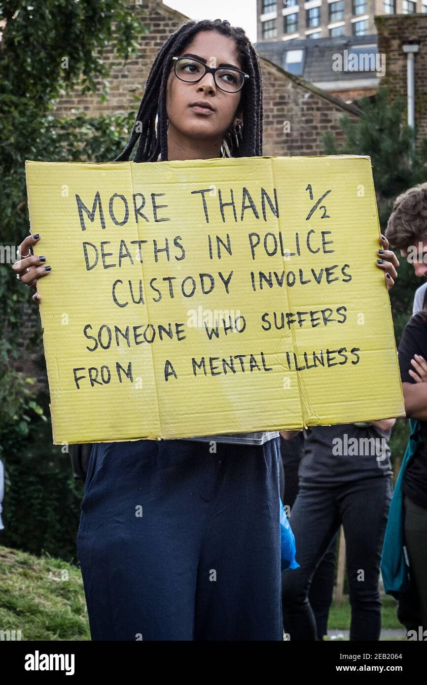 Black Lives Matter Shutdown protest and rally in Altab Ali park, east London on a nationwide day of action across the country, UK. Stock Photo