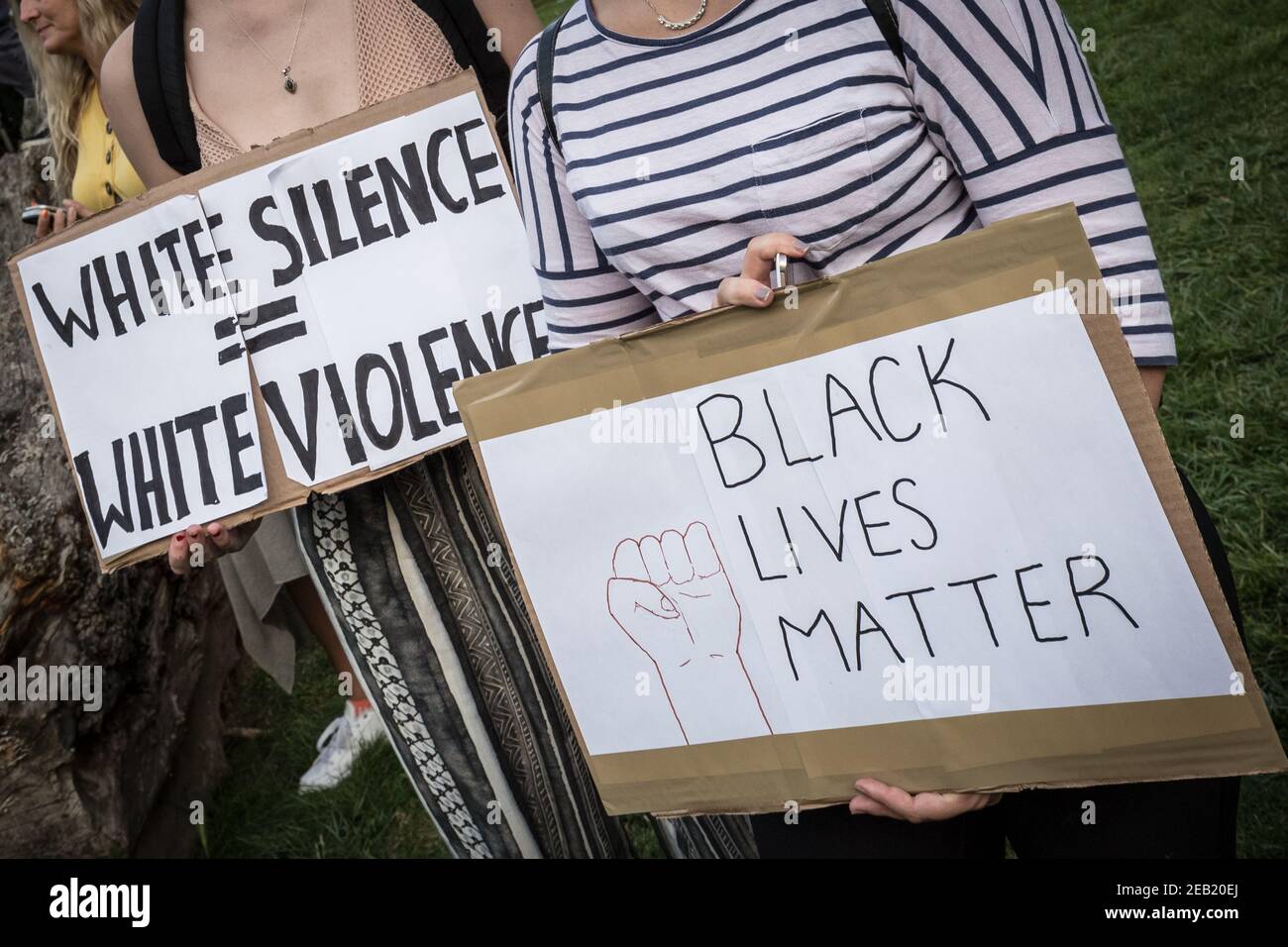Black Lives Matter Shutdown protest and rally in Altab Ali park, east London on a nationwide day of action across the country, UK. Stock Photo