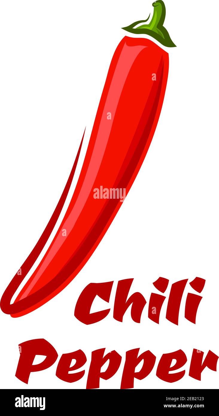 Cartoon Red hot cayenne chili pepper vegetable isolated on white