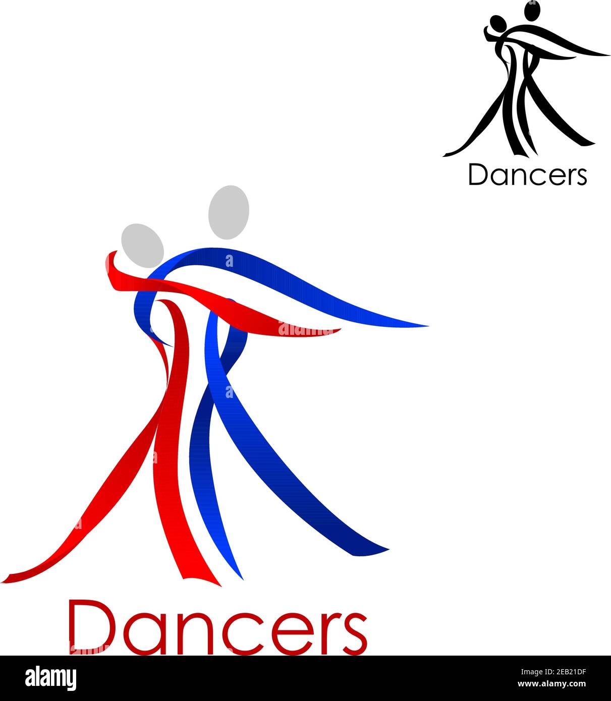 Dancing couple abstract logo or emblem template with man and woman