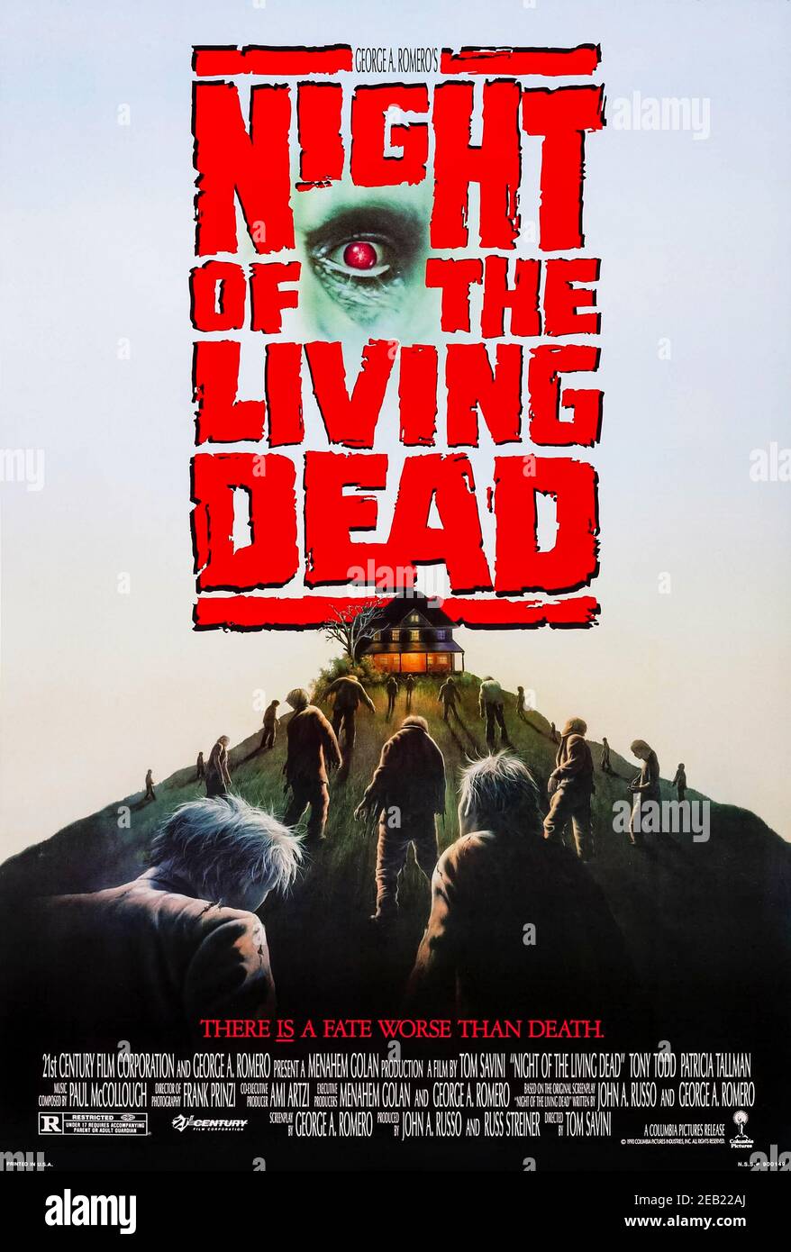 Night of the Living Dead (1990) directed by Tom Savini and starring Tony Todd, Patricia Tallman and Tom Towles . Remake of George A. Romero's classic 1968 zombie movie, a group in a house in the Pennsylvanian countryside try to deal with the unburied dead who have returned to life and now seek human victims! Stock Photo