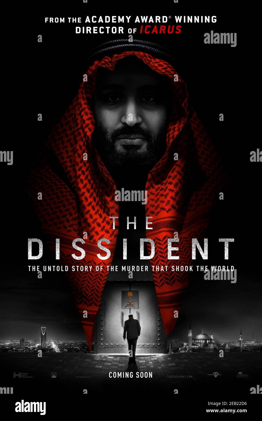 The Dissident (2020) directed by Bryan Fogel and starring Omar Abdulaziz, Fahrettin Altun and John O. Brennan. Documentary about Washington Post journalist Jamal Khashoggi disappearance in Istanbul and the discovery he was brutally murdered for speaking out against the Saudi regime. Stock Photo