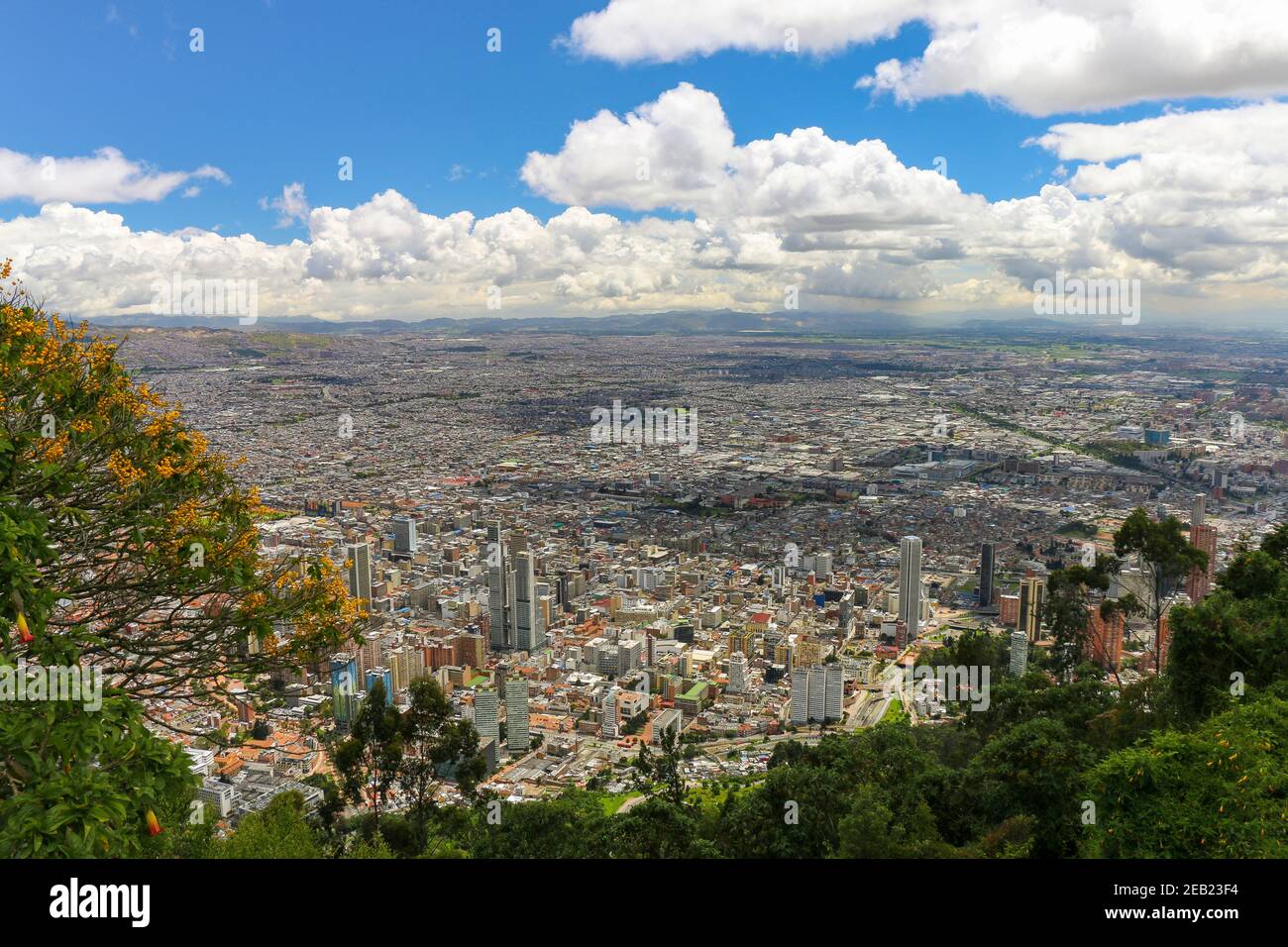 Panorama view on bogota city on sunny day from monserrate, LATAM, Colombia Stock Photo