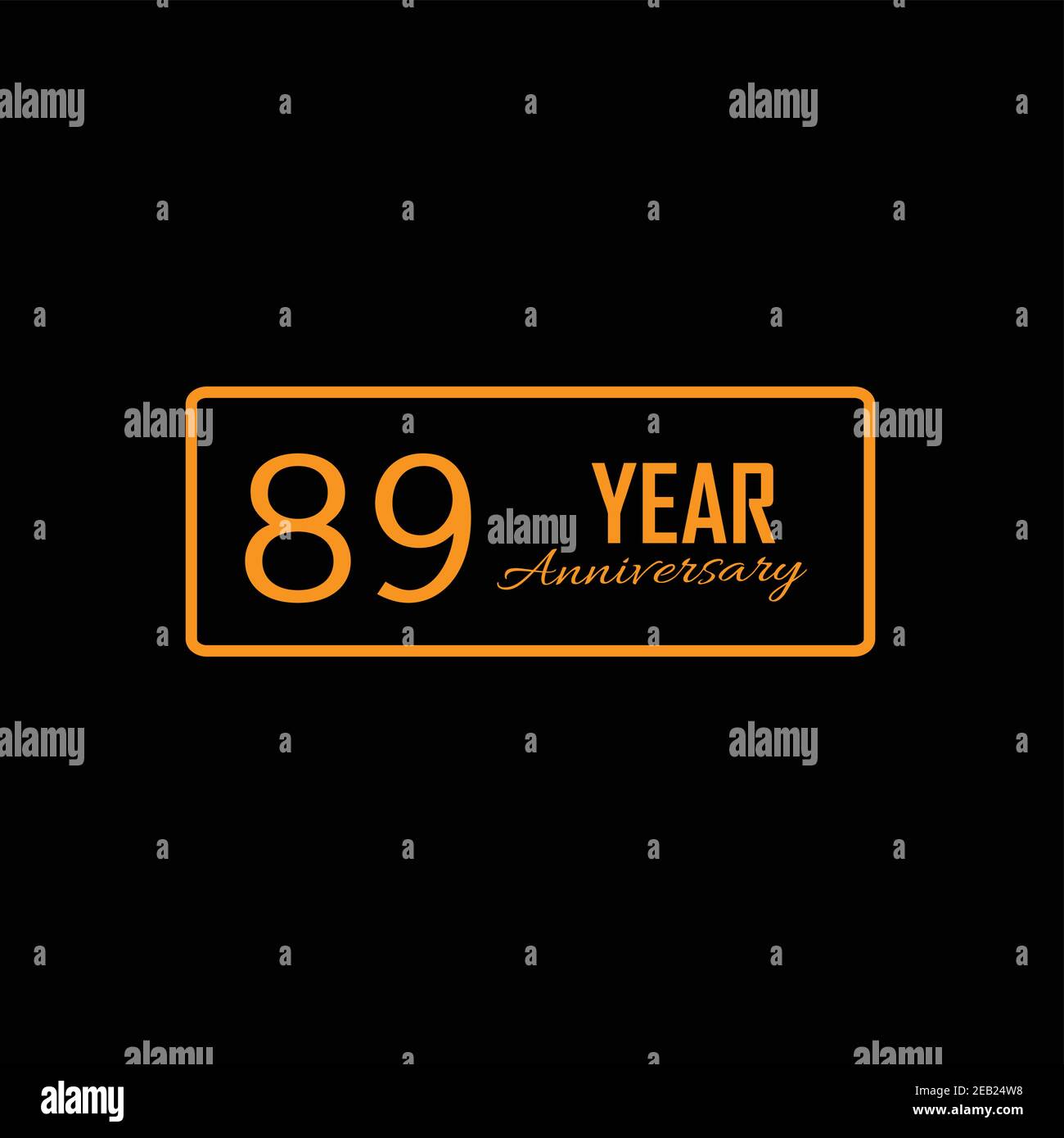 89 Happy year anniversary lettering text banner, black color. Vector illustration. Stock Vector