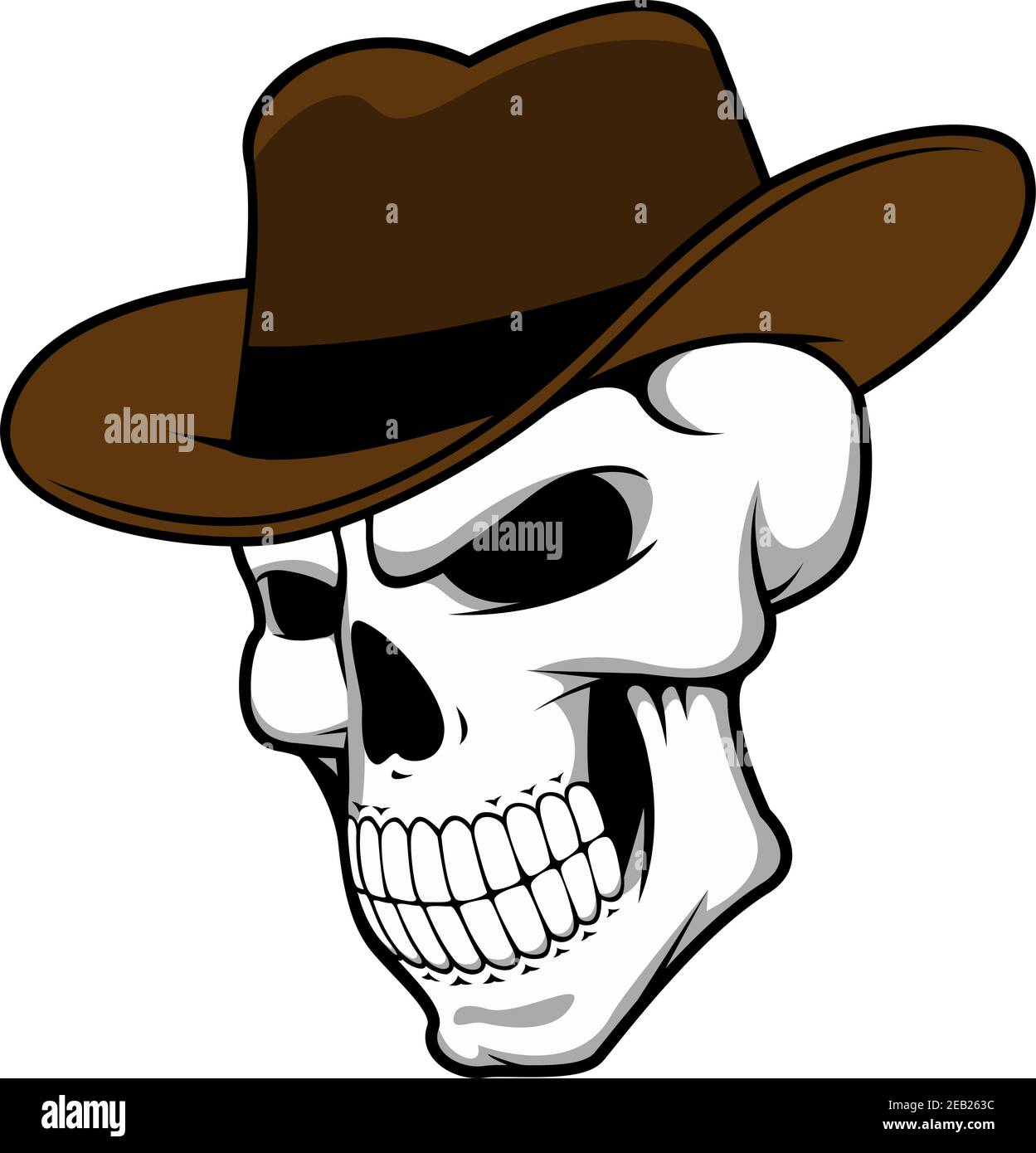 Cowboy skull wearing a stylish brown 