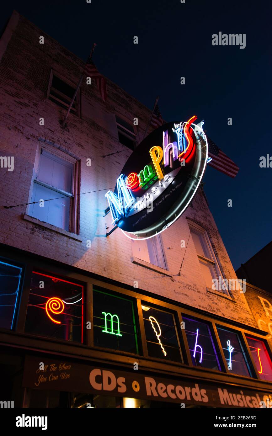 Memphis  Music store on Beale Street in Memphis, Tennessee Stock Photo
