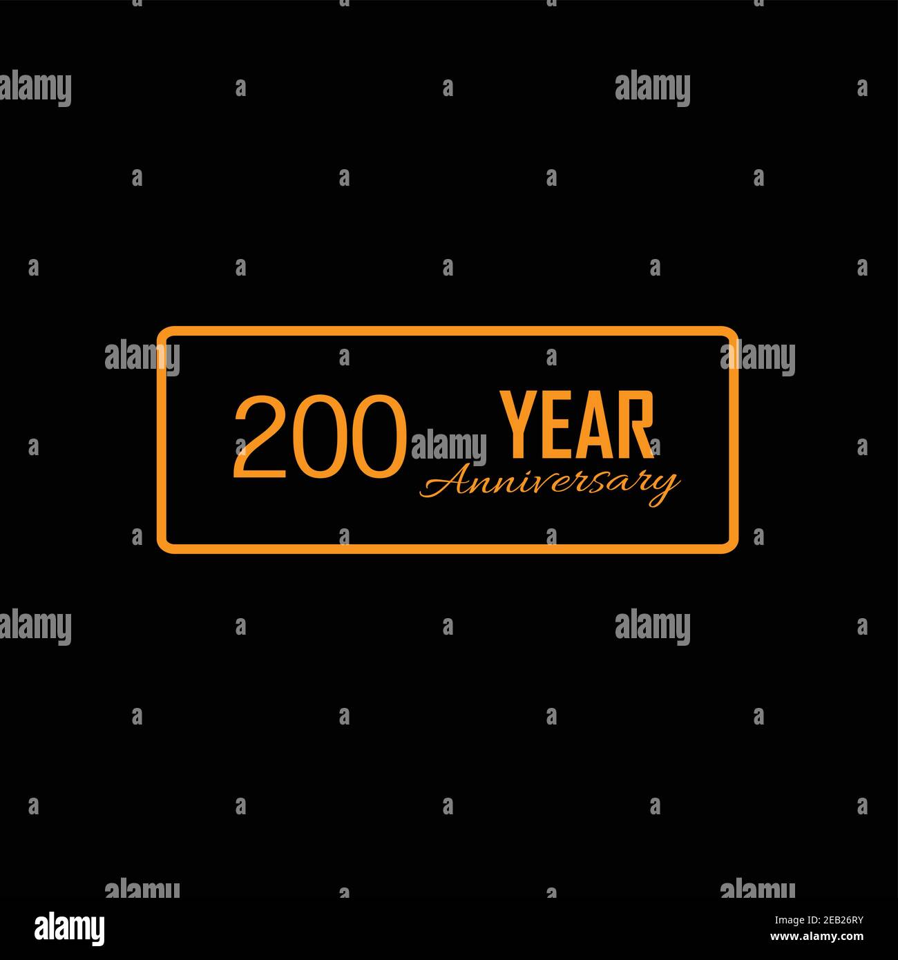 200 Happy year anniversary lettering text banner, black color. Vector illustration. Stock Vector