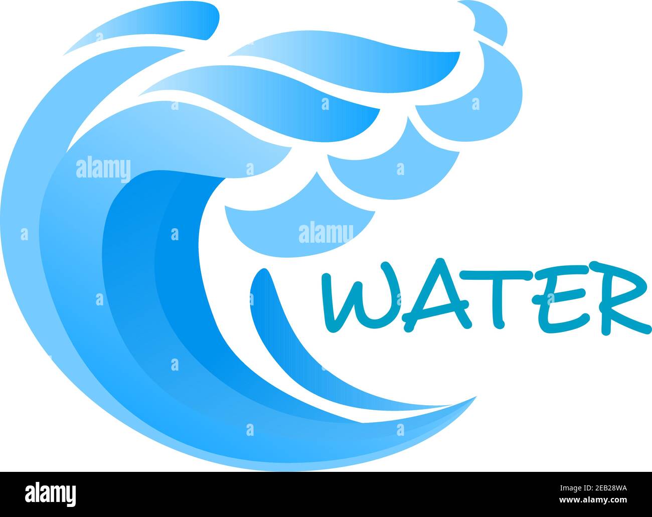 Billowing blue wave or ocean surf with splashes emblem or logo template ...
