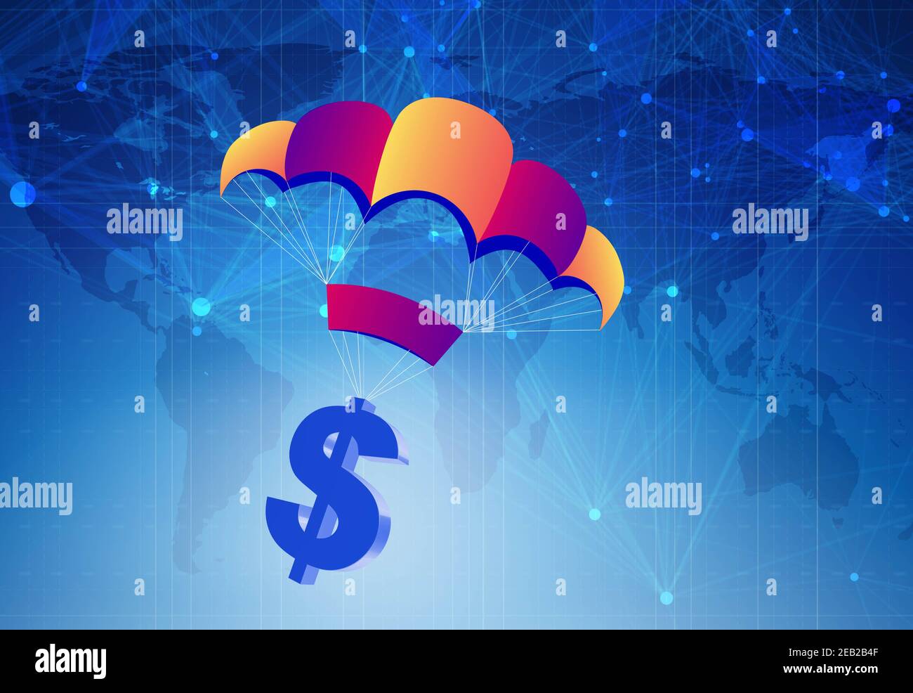 The Concept With Dollar In Golden Parachute Illustration Stock Photo