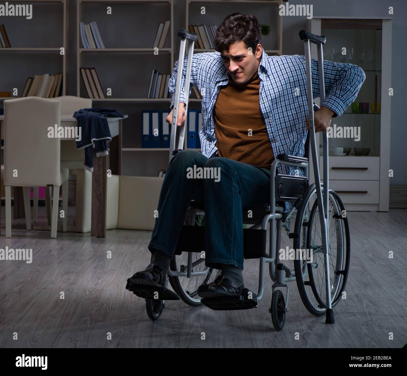 The man suffering from depression at wheelchair Stock Photo Alamy