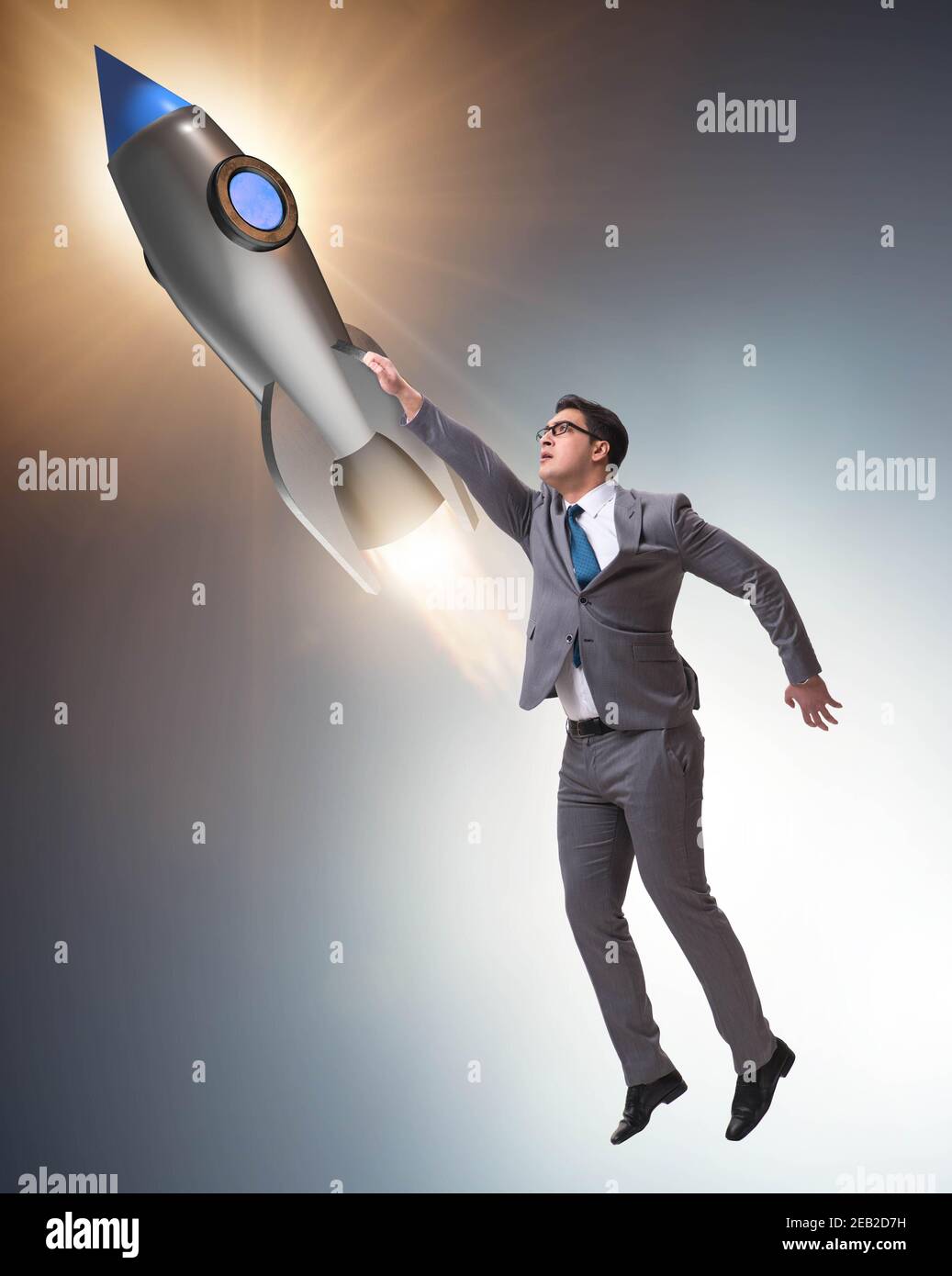 The businessman in start up business concept Stock Photo - Alamy