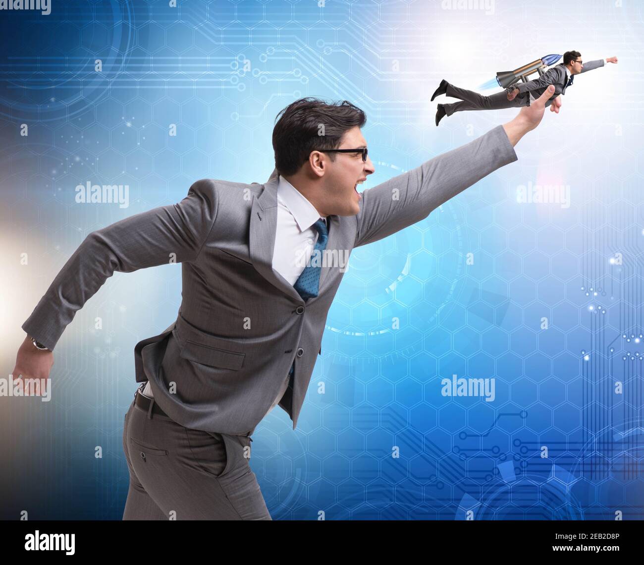 The businessman in start up business concept Stock Photo - Alamy