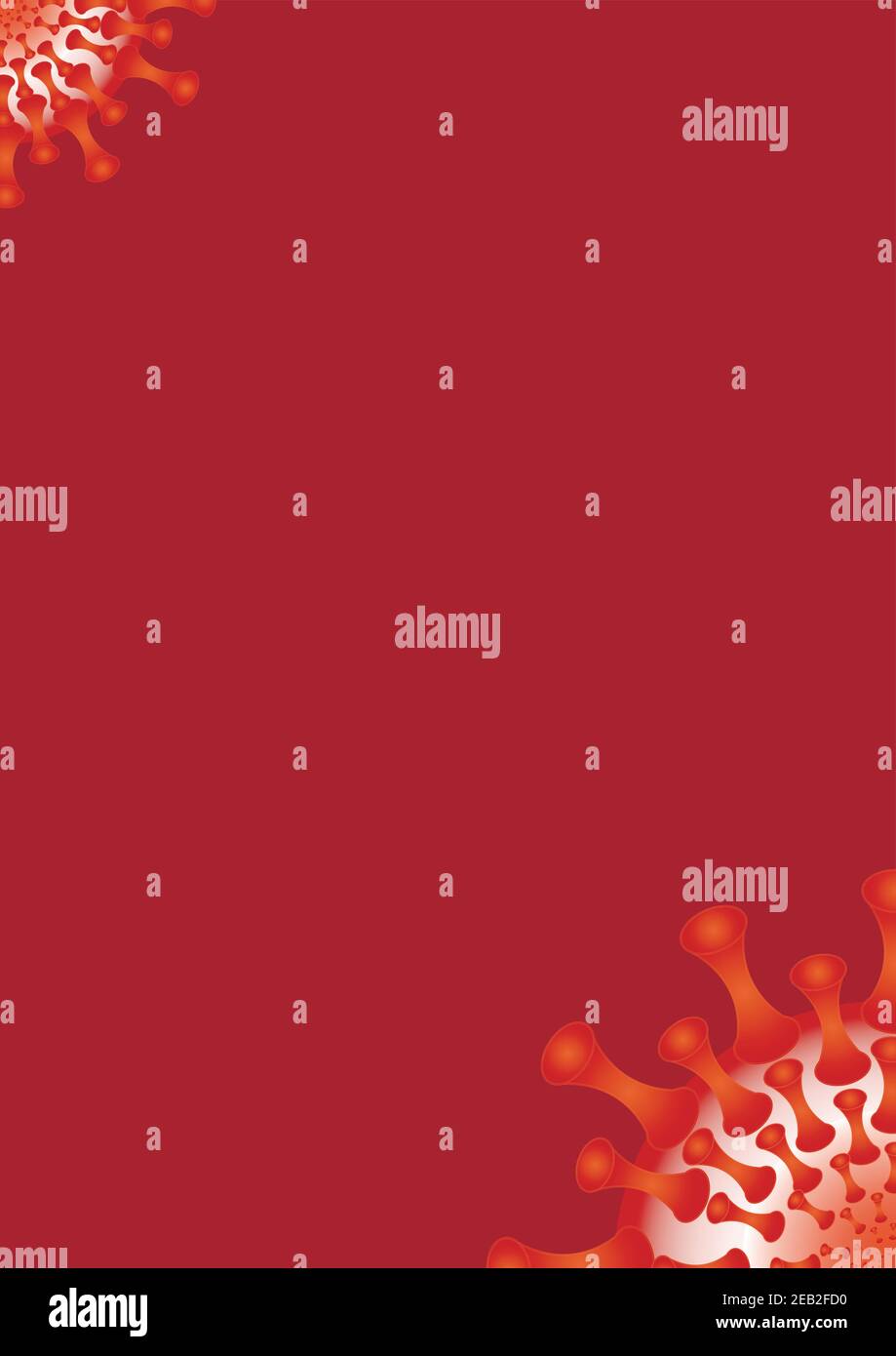 Coronavirus - isolate on a red background, format A4. Cover for a book, a notebook, a presentation Stock Vector