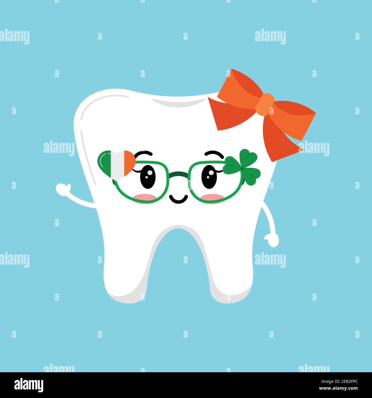 St Patrick cute tooth icon isolated. Stock Vector