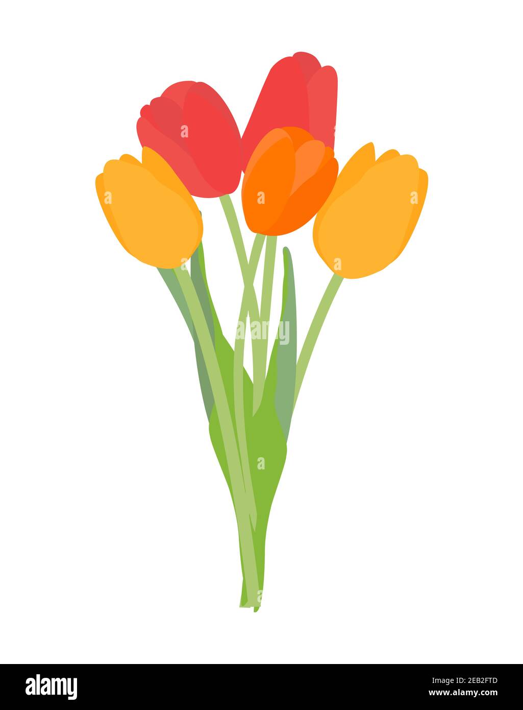 Bouquet of spring flowers tulips isolated on white background Vector Illustration EPS10 Stock Vector