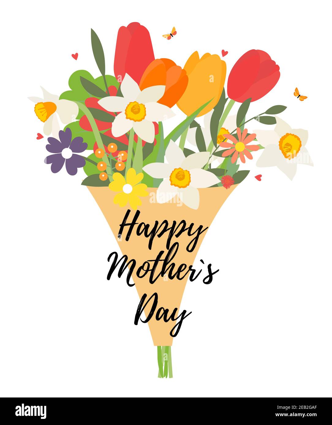 Bouquet of spring flowers tulips and daffodils. Happy Mother s Day ...