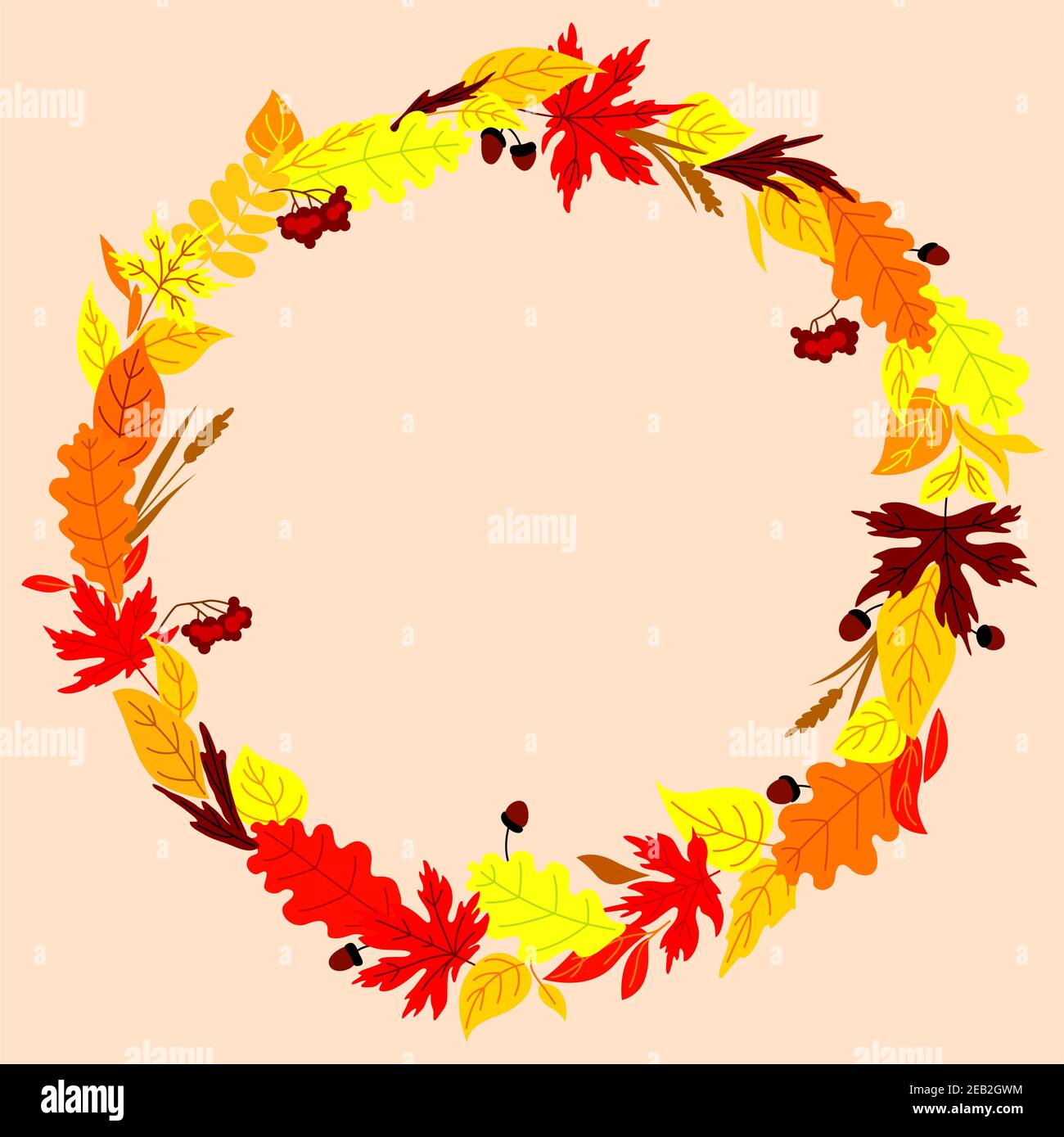 Autumn frame design with colorful red, yellow and orange leaves border ...