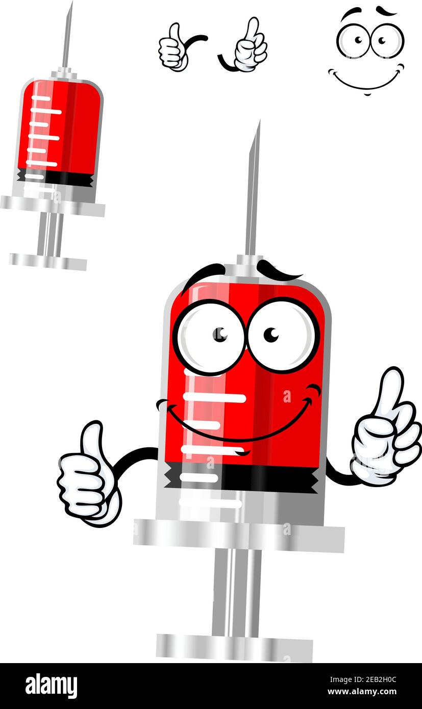 Medical happy syringe cartoon character with red medication, blood or  vaccine for medicine or vaccination concept design Stock Vector Image & Art  - Alamy