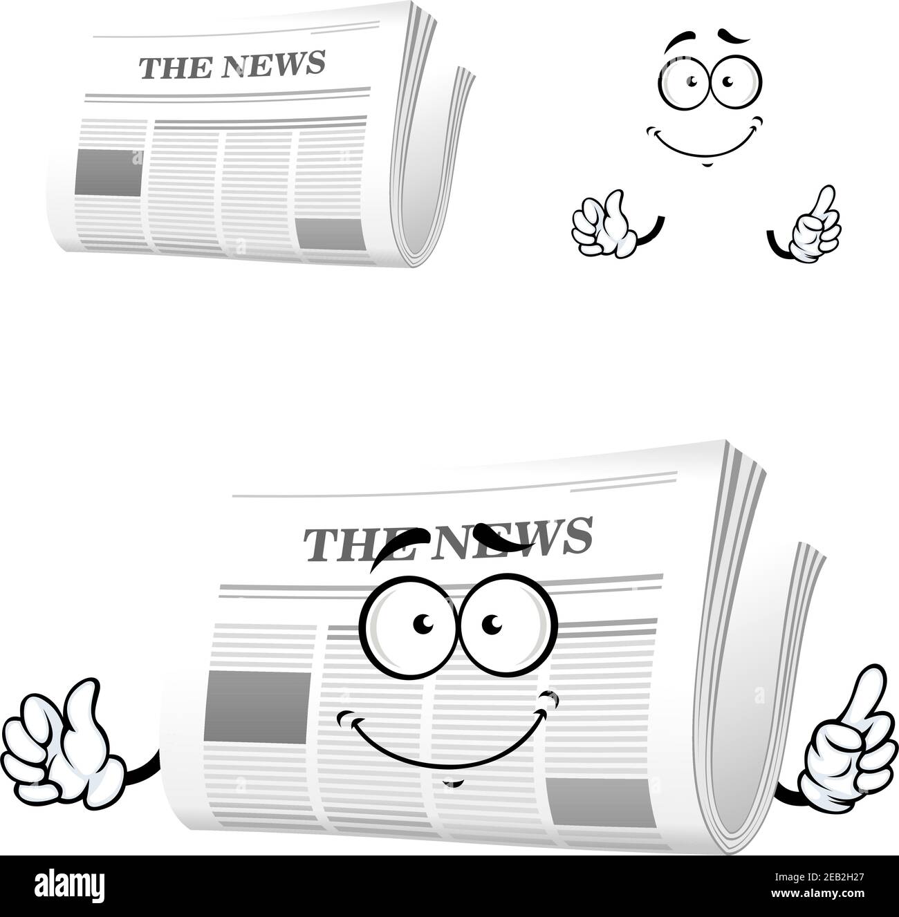 Daily Newspaper Cartoon Icon With Headline News And Smiling Face