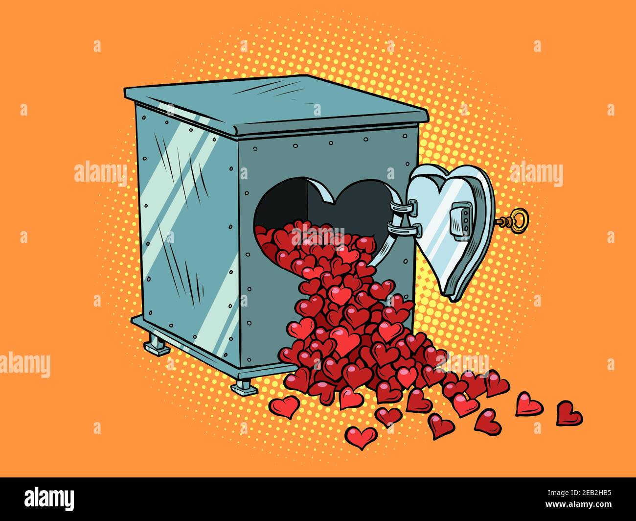Safe with red valentine hearts in love Stock Vector