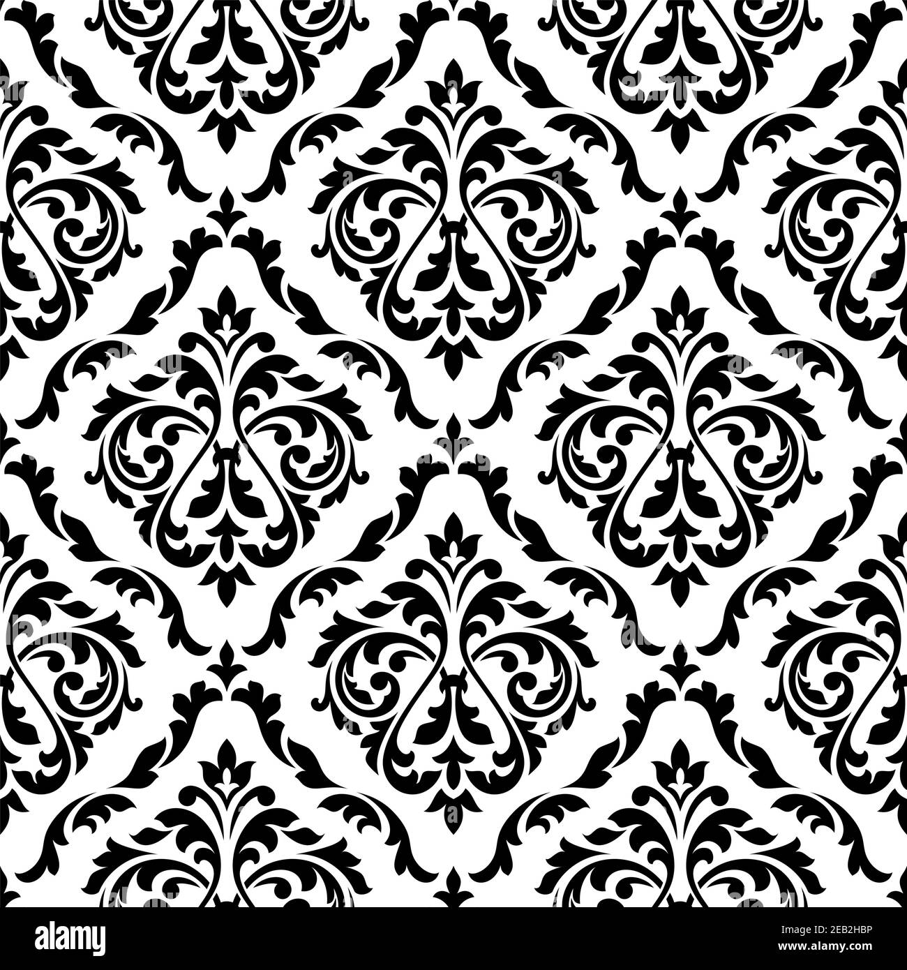 Seamless damask pattern Black and white floral damask wallpaper pattern   CanStock