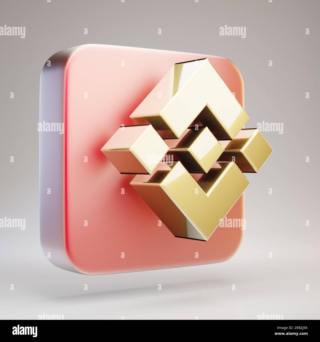Binance cryptocurrency icon. Gold 3d rendered icon on red matte gold plate  Stock Photo - Alamy