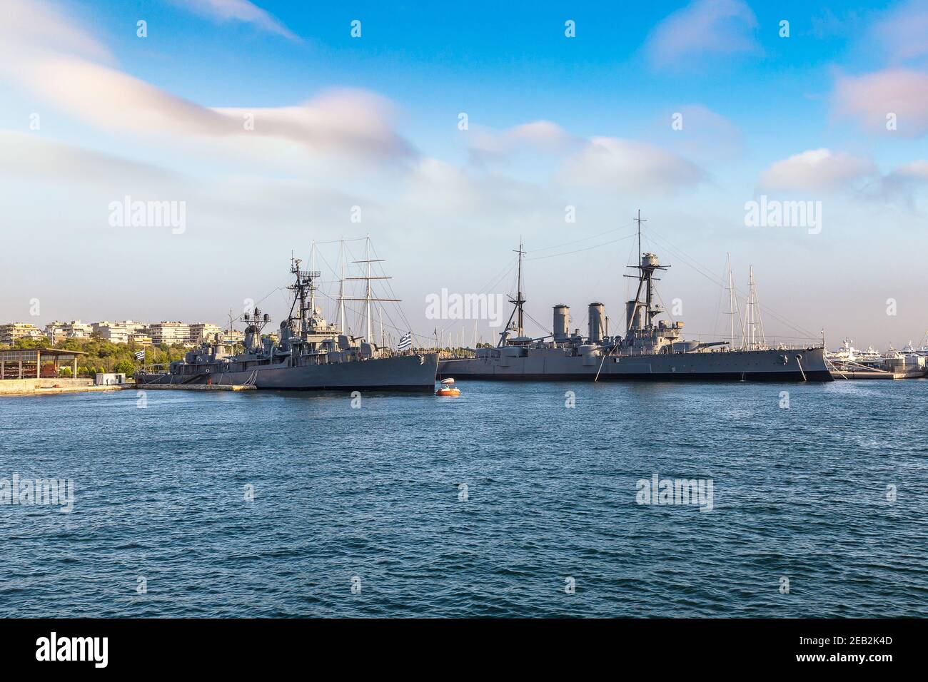 Warship in a summer day in a port Piraeus in Athens, Greece Stock Photo