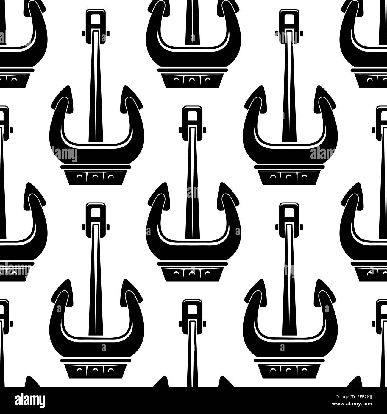 Seamless pattern with black ship anchors for marine and nautical themes design Stock Vector