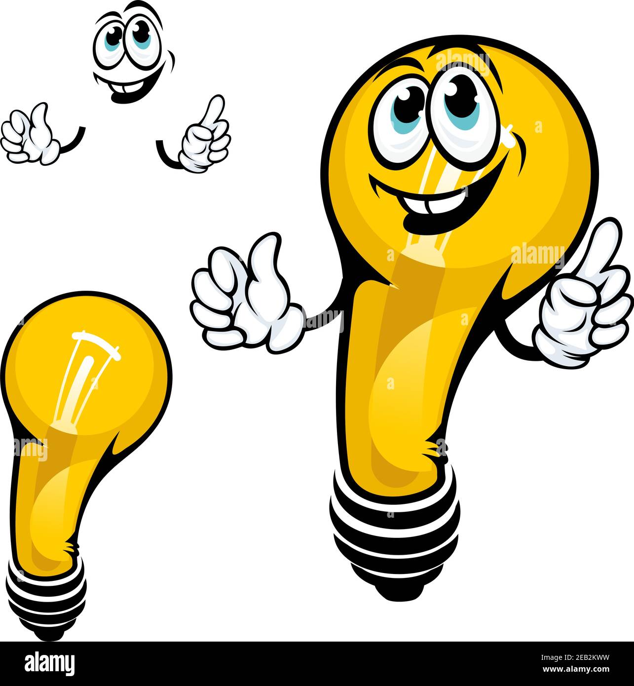Cartoon yellow shining light bulb character with happy smile, for great  idea concept or save energy theme design Stock Vector Image & Art - Alamy