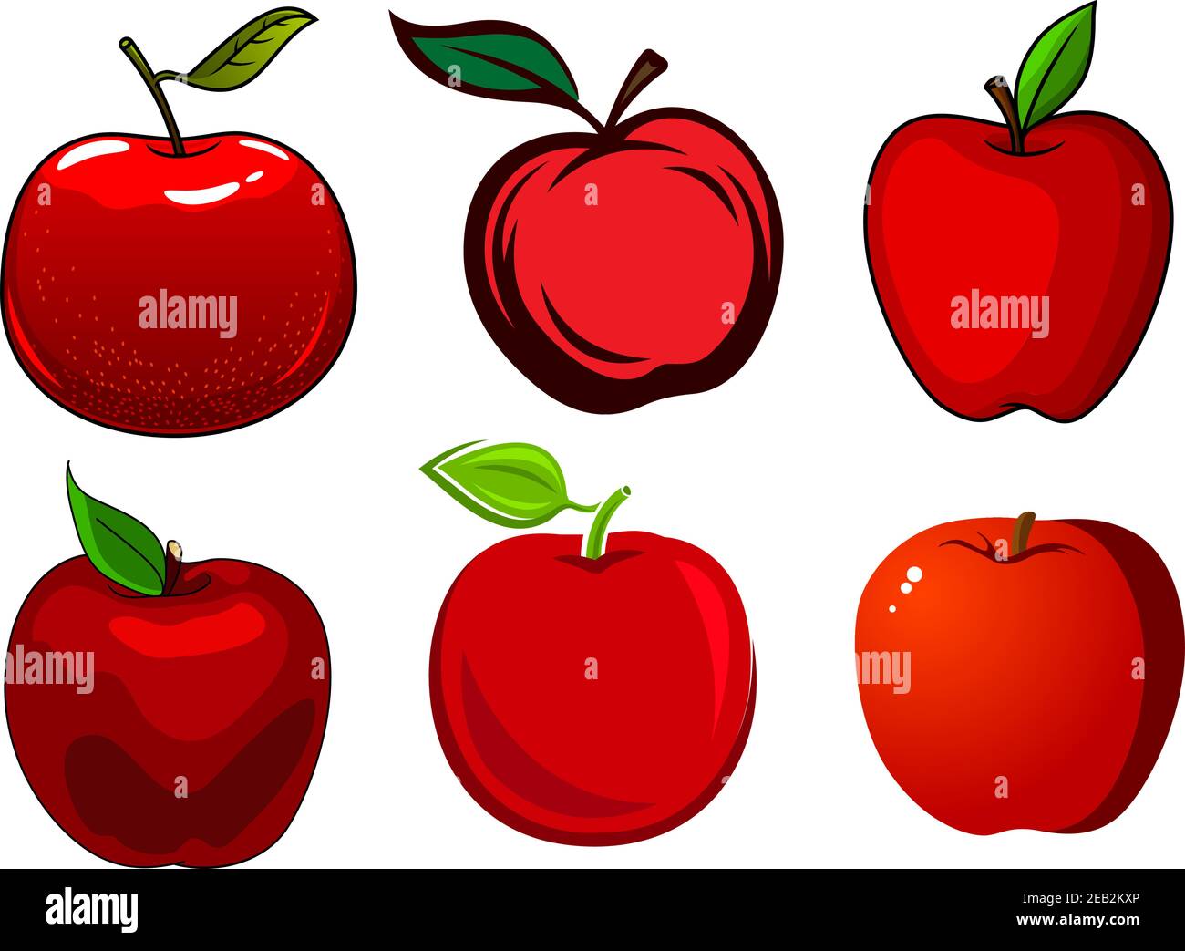 Fresh and ripe red apple fruits with green leaves and smooth shiny skin