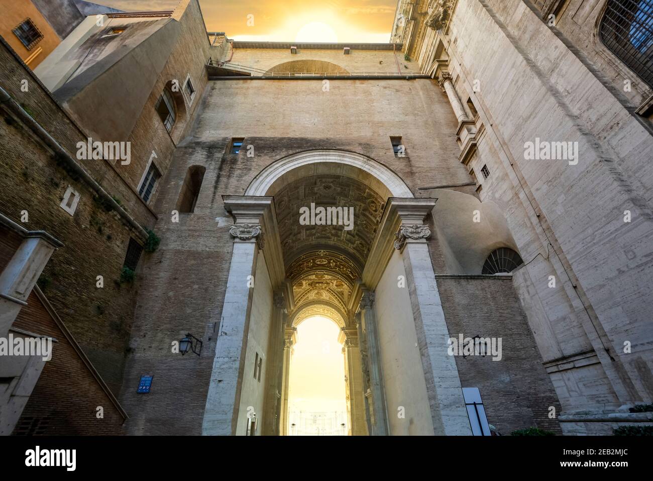 The imposing main gate into the Vatican City museum section inside the Vatican City area of Rome, Italy. Stock Photo