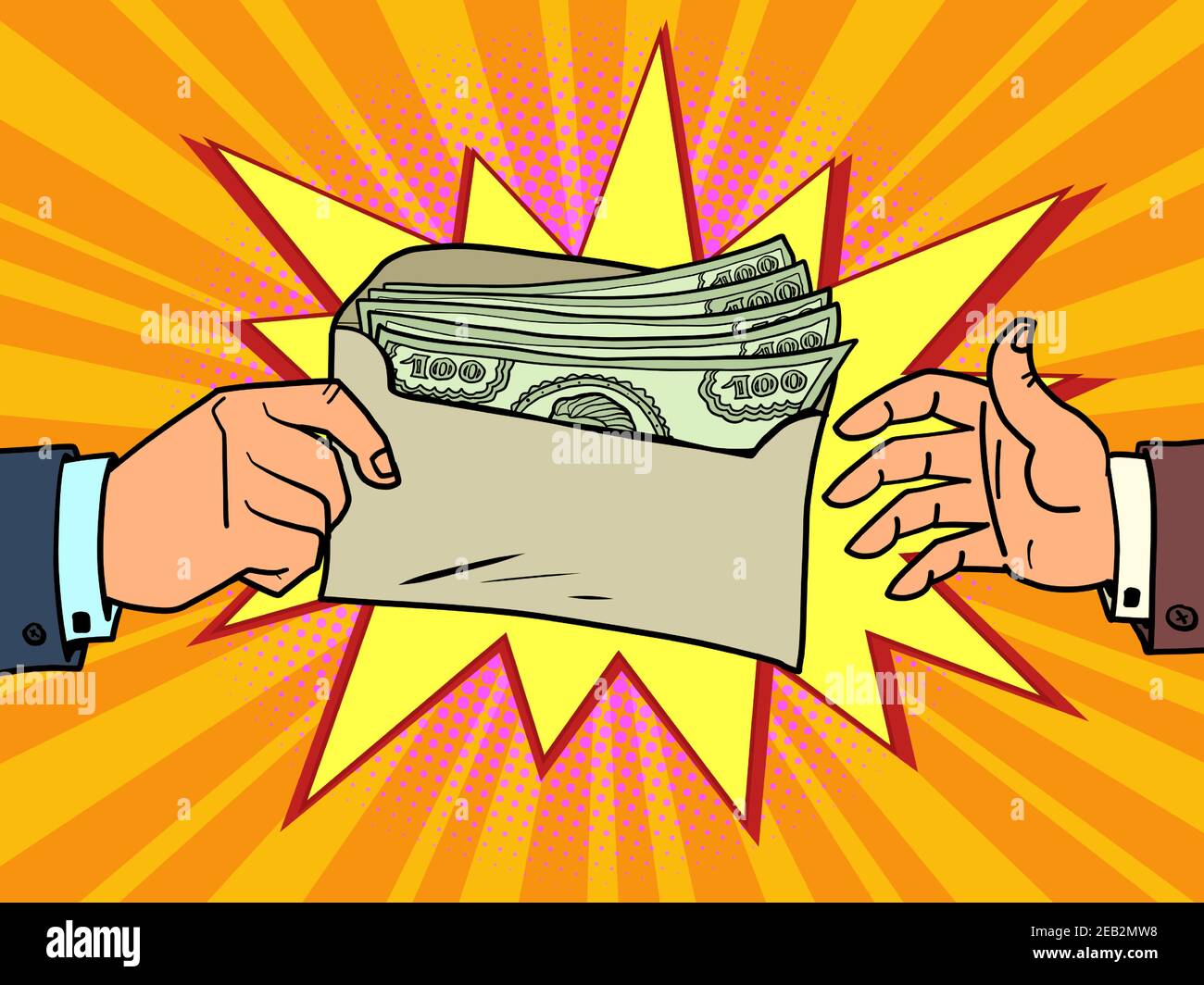 a bribe or a bonus dollars in an envelope Stock Vector