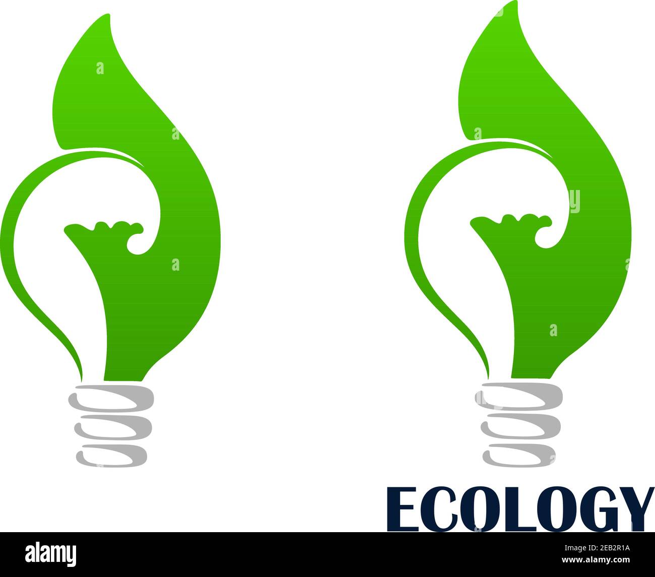 Green energy light bulb abstract icon with lamp wrapped by leaves ...