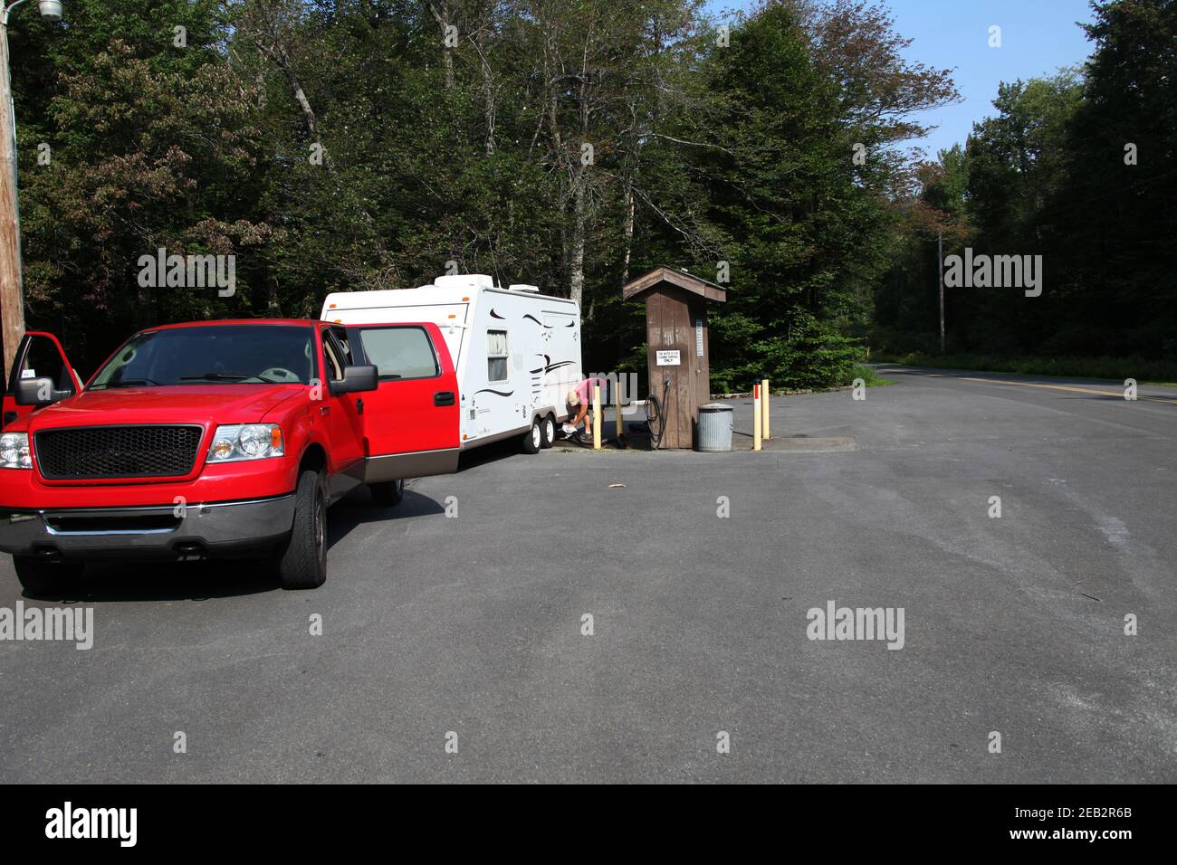 Camping dump station located in Tobyhanna State Park, Pennsylvania, USA. Stock Photo