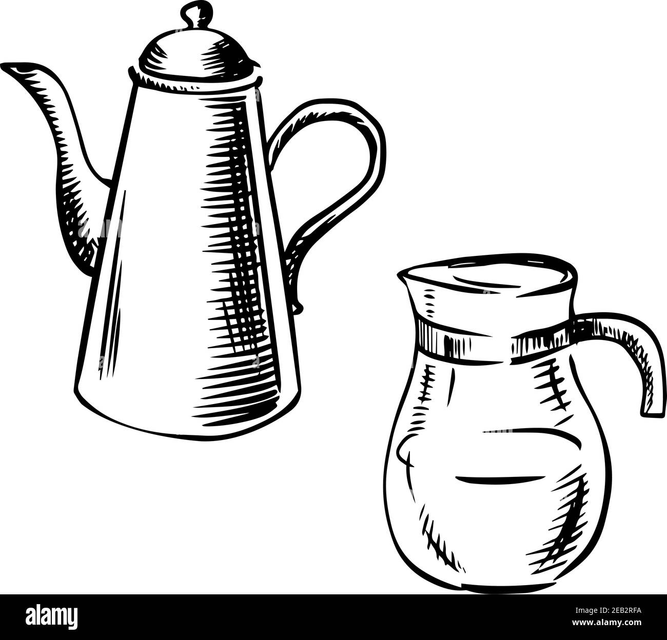 Elegant porcelain coffee pot with long spout and glass jug coffee pot