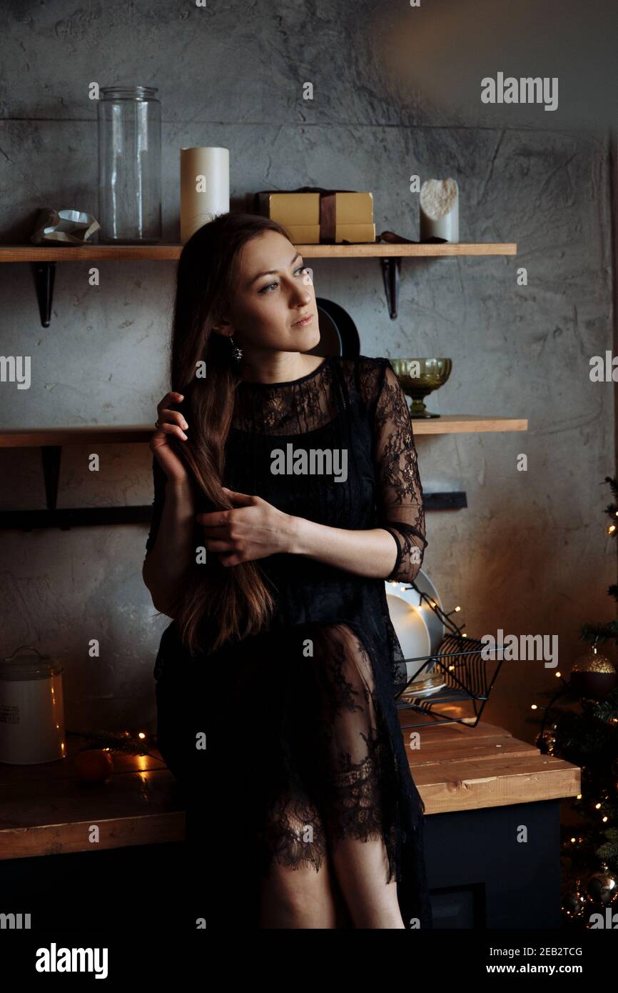 Black Midi Dress High Resolution Stock Photography And Images Alamy