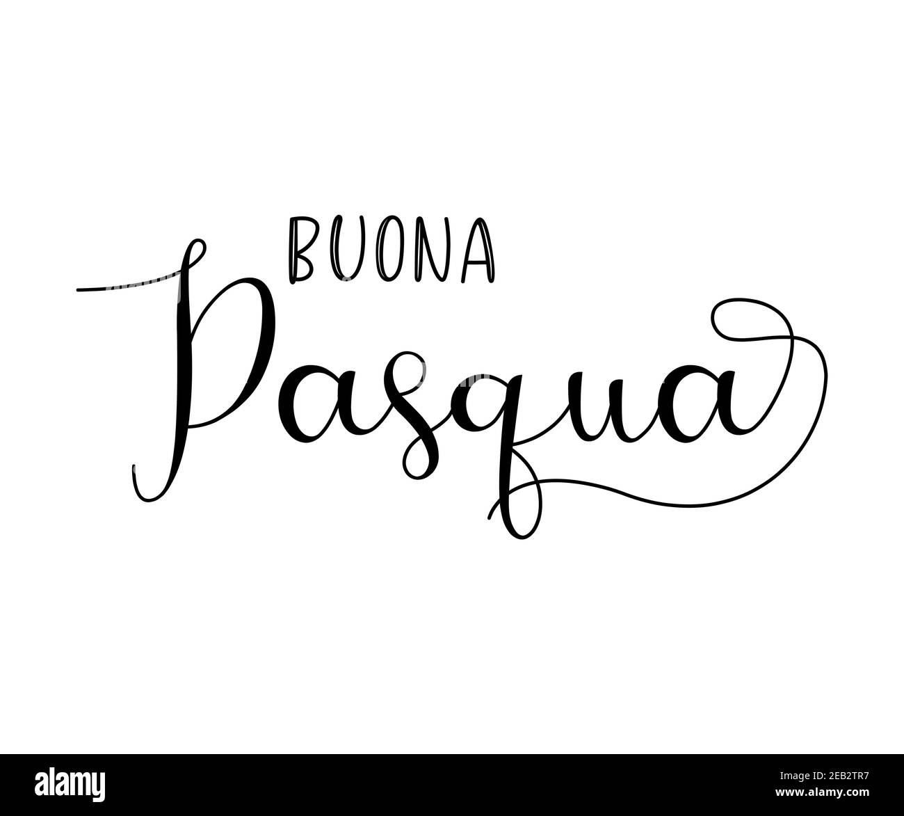 Hand drawn BUONA PASQUA quote in Italian, translated Happy Easter. Lettering for ad, poster, print, gift decoration. Stock Vector
