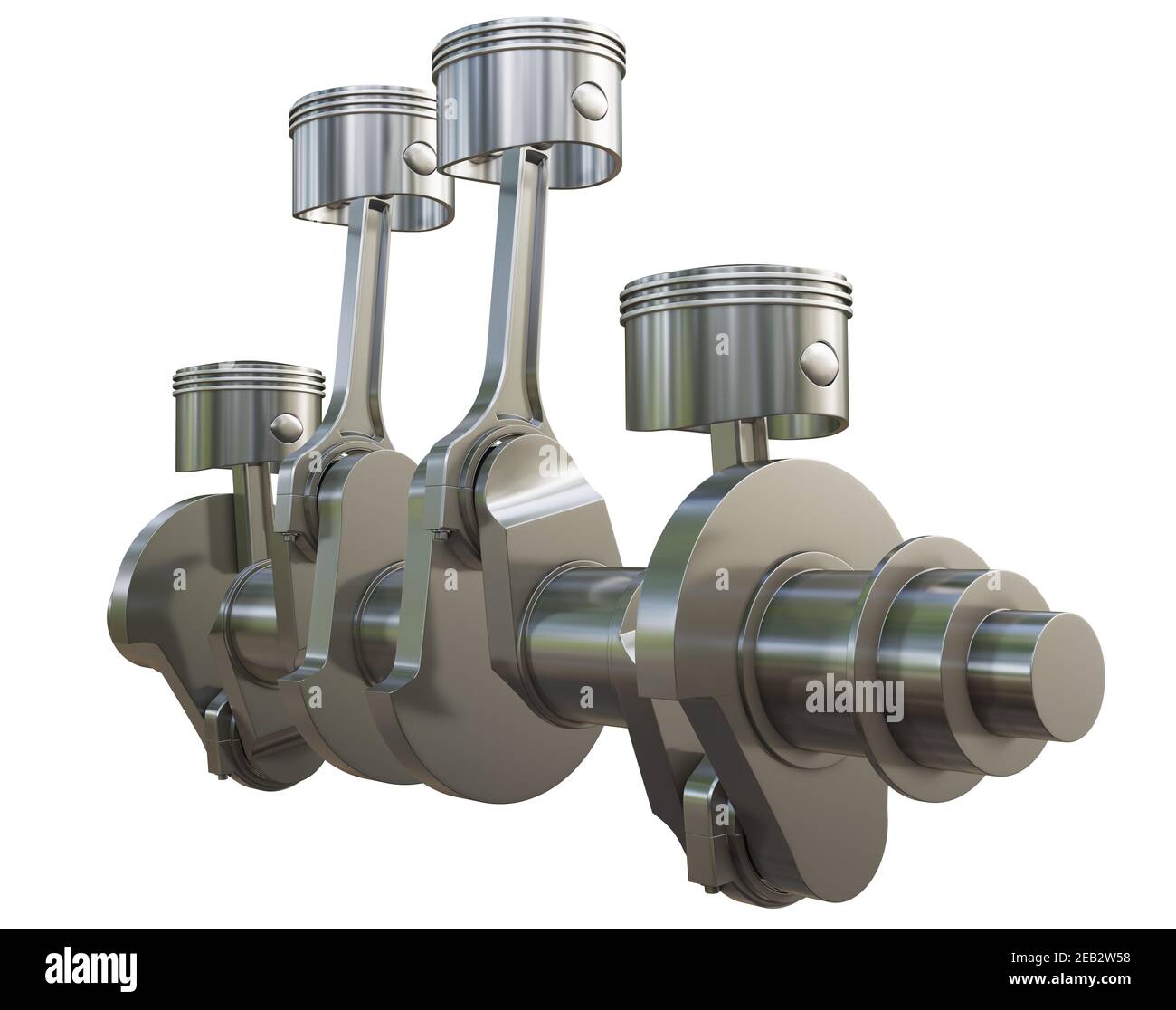 Metal crankshaft and 4 pistons with connecting rods Stock Photo Alamy