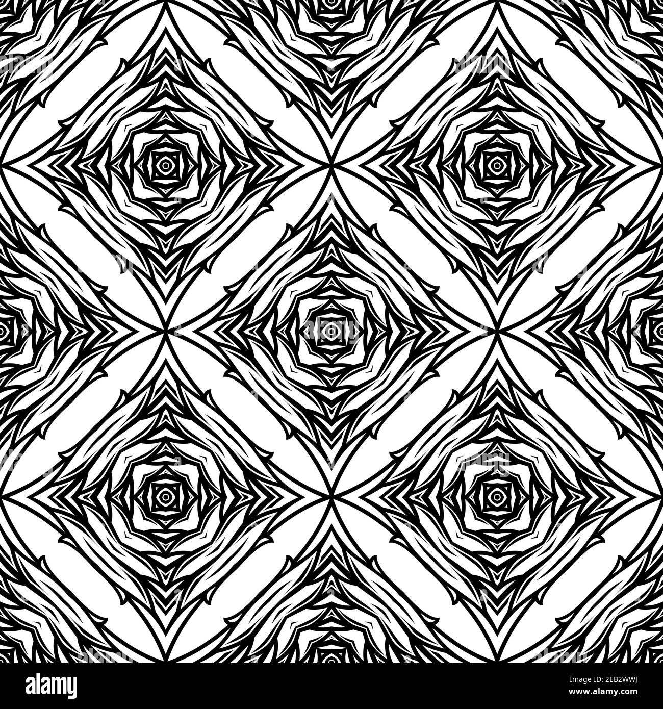 Seamless black and white abstract pattern with decorative geometric ...